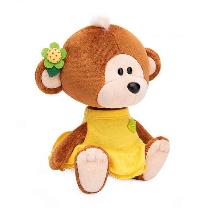 Pliušinis žaislas Beždžionė su geltona suknele 15cm, SA15-50, Budibasa 2