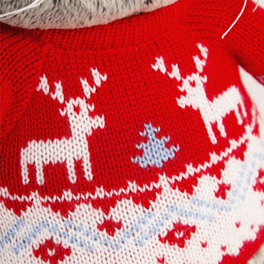 Pliušinis žaislas Katinas su kalėdiniu megztiniu, 30cm, Ks30-089, Budibasa 3