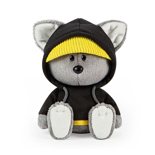 Pliušinis žaislas Vilkas su juodu džemperiu 15cm, LE15-022, Budibasa 1