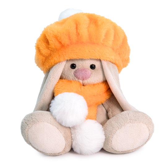Pliušinis žaislas Zuikutė Baby su oranžine berete 15cm, SidX-350, Budibasa 1