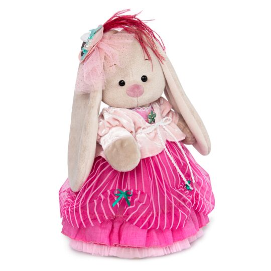 Pliušinis žaislas Zuikutė Mi dama su rožine suknele 32cm, StM-275, Budibasa 1