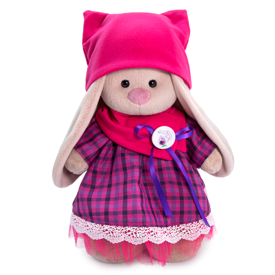 Pliušinis žaislas Zuikutė Mi su rožine langota suknele 25cm, StS-327, Budibasa 1