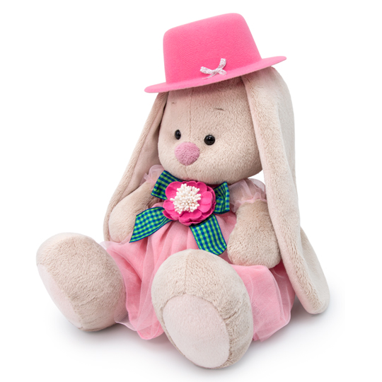 Pliušinis žaislas Zuikutė Mi su rožine skrybėle 23cm, SidM-337, Budibasa 3